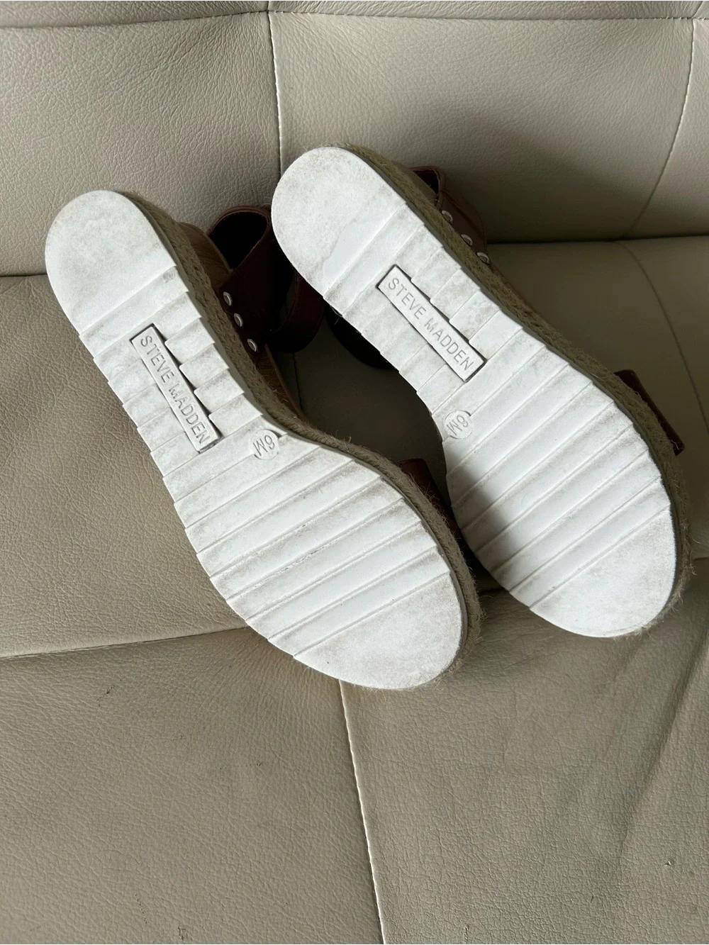 Steve Madden Brown Espadrille Wedge Sandals.  Size 6.